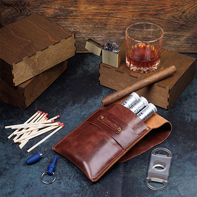 Leather cigars case