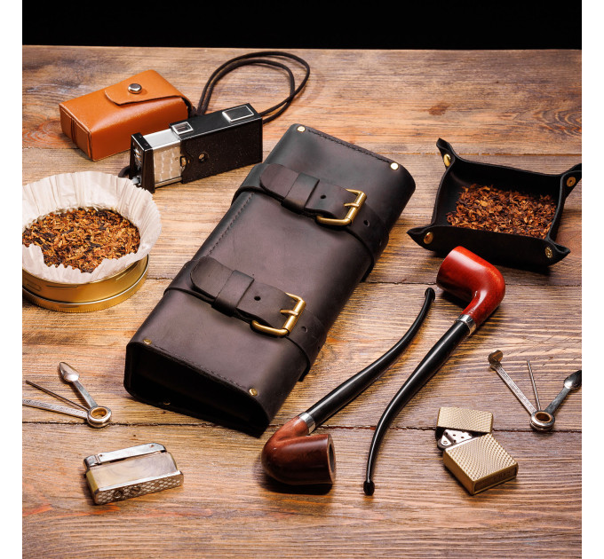 Discover the epitome of sophistication and functionality with our genuine leather pipe pouch designed exclusively for Churchwarden pipes measuring up to 10 inches in length