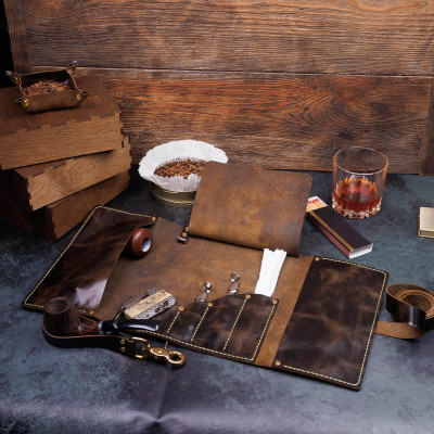 Leather Pipe Pouch (olive)