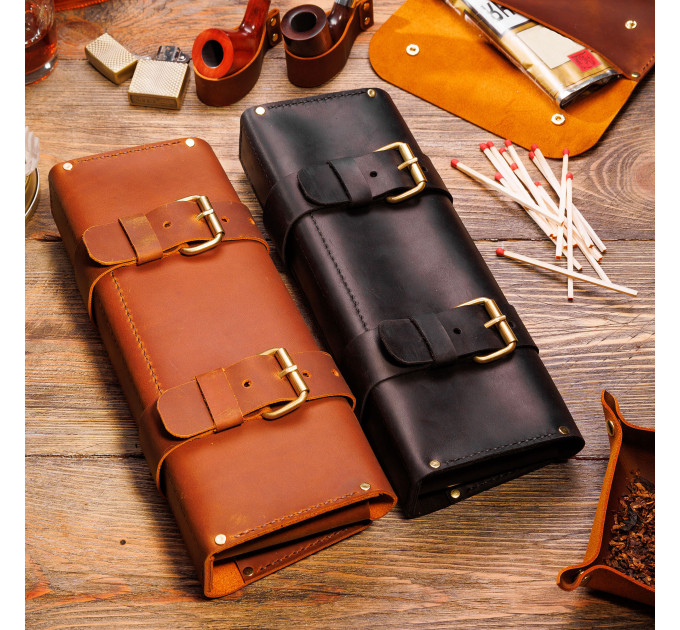 Discover the epitome of sophistication and functionality with our genuine leather pipe pouch designed exclusively for Churchwarden pipes measuring up to 10 inches in length