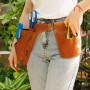 Garden Bag, Leather Florist Tool Belt with Garden Pouch, Personalized Woman Florist Gift (brown)