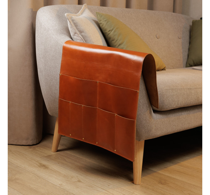 Tired of searching your remotes or struggling to find a spot for your phone or tablet while lounging on your couch? Keep your living space tidy and your essentials within arm's reach with our leather couch organizer – perfect blend of style and function f
