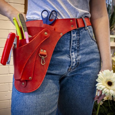 Leather Florist Tool Belt (red)