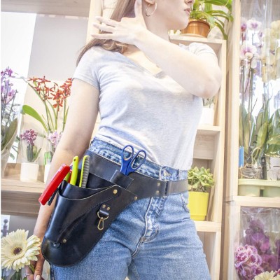 Womens Leather Tool Belt Flower, Gardening (blue)